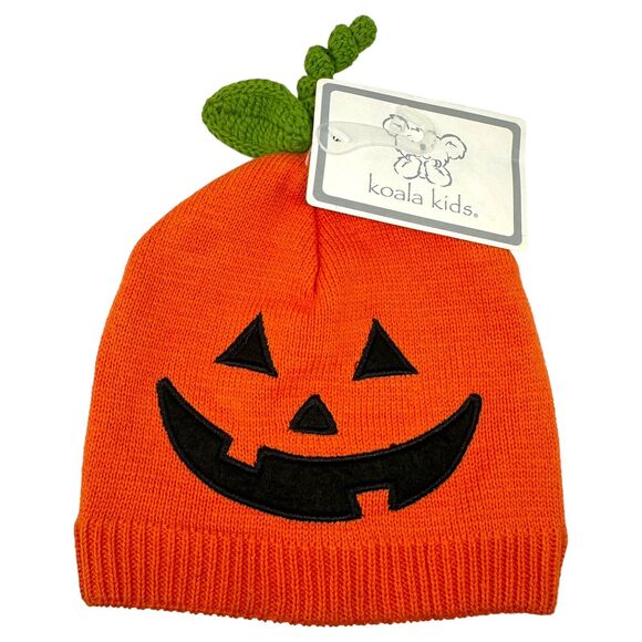 Koala Kids Orange Pumpkin Halloween Knit Beanie Baby Toddler Kid Hat 3-6 Months - Picture 1 of 4